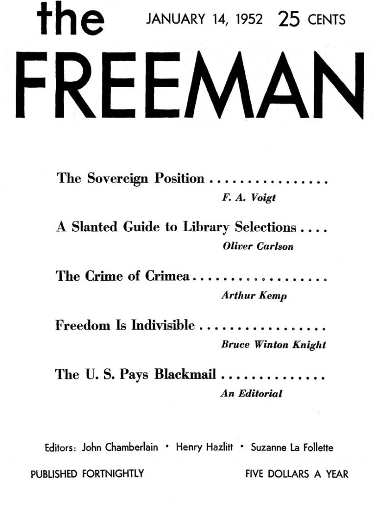 Freeman Article The Freeman: January 1952 Volume 2a, 1952 - The Freeman